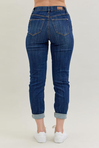 Judy Blue High Waist Pull On Double Cuff Slim Denim Jeans 88750