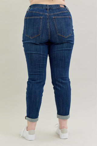 Judy Blue High Waist Pull On Double Cuff Slim Denim Jeans 88750