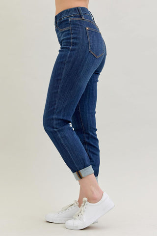 Judy Blue High Waist Pull On Double Cuff Slim Denim Jeans 88750