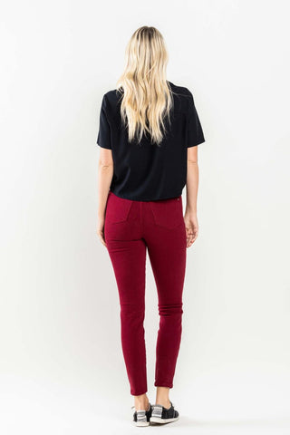 Judy Blue High Waist Tummy Control Garment Dyed Scarlet Skinny Denim Jeans 88760