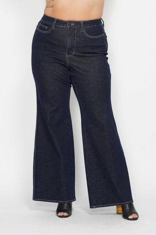 Judy Blue High Waist Tummy Control Retro Wide Leg Denim Jeans 88849
