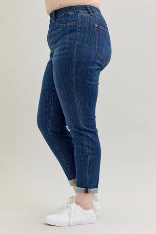 Judy Blue High Waist Pull On Double Cuff Slim Denim Jeans 88750