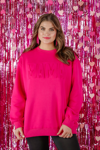 Jess Lea Mama Embossed Sweatshirt, Pink-Clothing-Sunshine and Wine Boutique