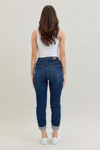 Judy Blue High Waist Pull On Double Cuff Slim Denim Jeans 88750
