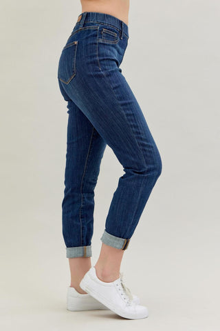 Judy Blue High Waist Pull On Double Cuff Slim Denim Jeans 88750