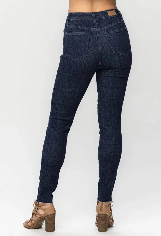 Judy Blue High Waist Tummy Control Raw Hem Skinny Denim 88703