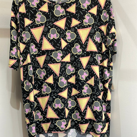 LuLaRoe Disney Irma Short Sleeve High Low Top Size XS Triangles & Minnie Ears-Shirts & Tops-Sunshine and Wine Boutique