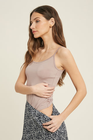 Wishlist Scoop Cami Knit Thong Bodysuit, Midnight-Shirts & Tops-Sunshine and Wine Boutique