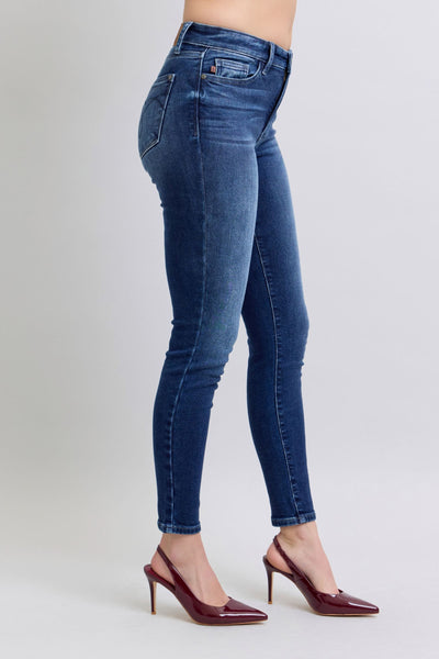 Judy Blue Mid Rise Thermal Skinny Denim Jeans 82635-Jeans-Sunshine and Wine Boutique