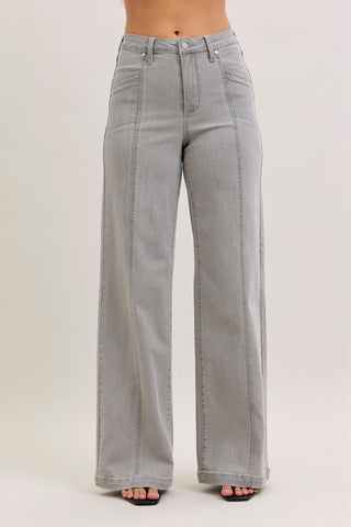 Judy Blue High Waist Gray Retro Wide Leg Denim Jeans 881048