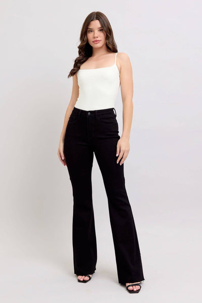 Judy Blue High Waist Star Back Seam Detail Black Flare Denim Jeans 88958-Jeans-Sunshine and Wine Boutique