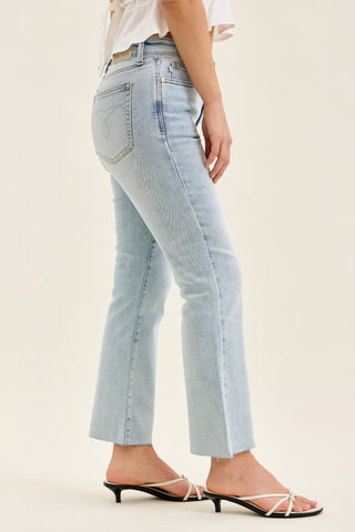 Judy Blue Mid Rise Raw Hem Kick Flare Denim Jeans 881096