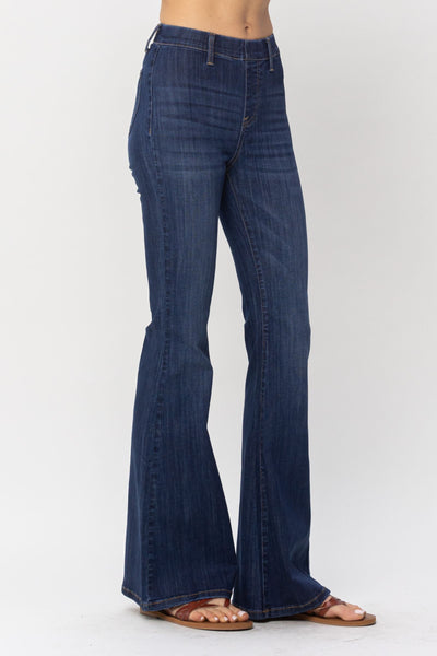 Judy Blue High Waist Pull On Flare Denim 88276-Jeans-Sunshine and Wine Boutique
