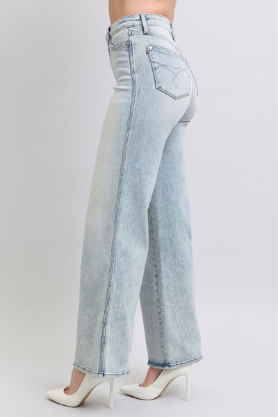 Judy Blue High Waist Tummy Control Retro Wide Leg Denim Jeans 88867-Jeans-Sunshine and Wine Boutique