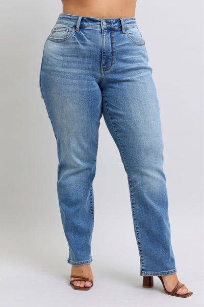 Judy Blue High Rise Vintage Wash Thermal Straight Denim Jeans 82632-Jeans-Sunshine and Wine Boutique