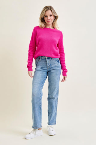 Judy Blue Mid Rise Tummy Control Vintage Wash Straight Denim Jeans 88943