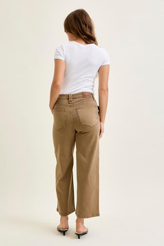 Judy Blue High Waist Golden Brown Ankle Wide Leg Denim Jeans 881095