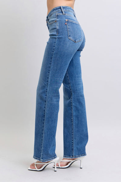 Judy Blue High Waist V-Front Vintage Wash Straight Denim Jeans 82623-Jeans-Sunshine and Wine Boutique