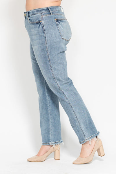 Judy Blue Mid Rise Yoke Cell Phone Pocket “Dad” Denim 82540-Jeans-Sunshine and Wine Boutique