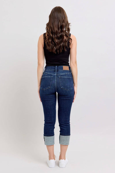 Judy Blue High Waist Double Button Capri Denim Jeans 72118-Jeans-Sunshine and Wine Boutique