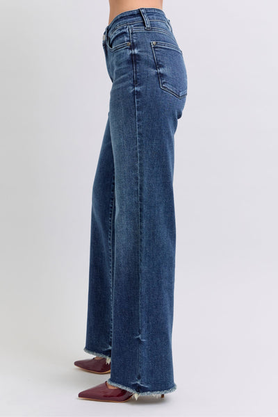 Judy Blue Mid Rise Wide Leg w/ Tint Denim Jeans 82640-Jeans-Sunshine and Wine Boutique