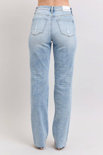 Judy Blue Mid Rise Light Wash Dad Denim Jeans 88926-Jeans-Sunshine and Wine Boutique