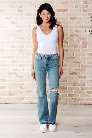 Judy Blue Isla Mid Rise Distressed Released Hem Bootcut Jeans - Exclusive