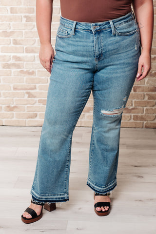 Judy Blue Isla Mid Rise Distressed Released Hem Bootcut Jeans - Exclusive