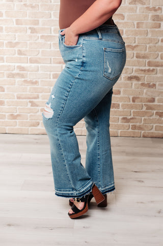 Judy Blue Isla Mid Rise Distressed Released Hem Bootcut Jeans - Exclusive
