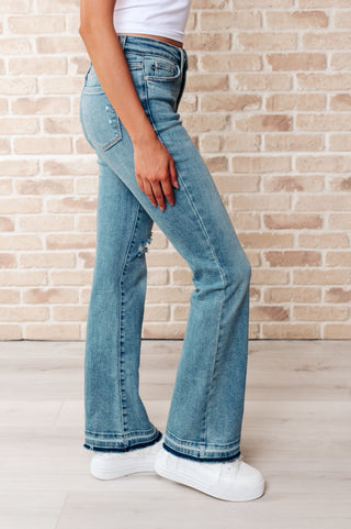 Judy Blue Isla Mid Rise Distressed Released Hem Bootcut Jeans - Exclusive