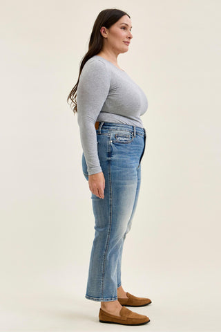 Judy Blue High Waist Tummy Control Peggy Ankle Straight Denim Jeans 881166