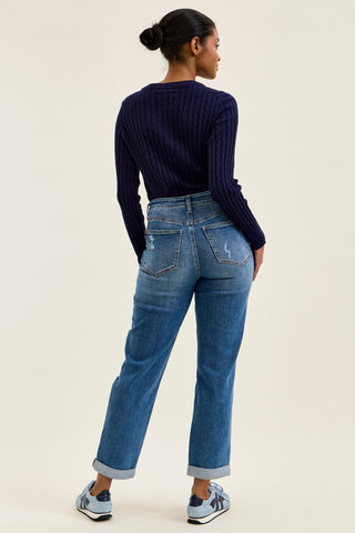 Judy Blue High Waist Rigid Magic Billie Cuffed Boyfriend Denim Jeans 881189