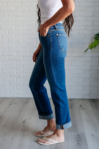 Judy Blue Campbell High Rise Center Seam Detail Straight Jeans - Exclusive
