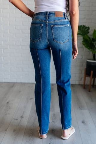 Judy Blue Campbell High Rise Center Seam Detail Straight Jeans - Exclusive