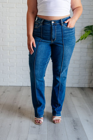 Judy Blue Campbell High Rise Center Seam Detail Straight Jeans - Exclusive