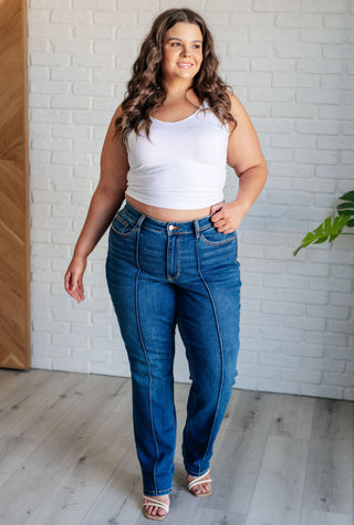 Judy Blue Campbell High Rise Center Seam Detail Straight Jeans - Exclusive