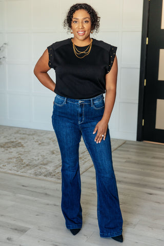 One Eleven North My Domain Studded Cap Sleeve Top