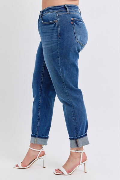 Judy Blue Mid Rise Vintage Wash Boyfriend Denim Jeans 82624-Jeans-Sunshine and Wine Boutique