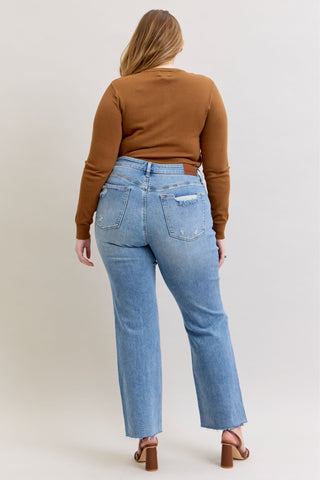 Judy Blue Mid Rise 90's Destroy Straight Denim Jeans 881010