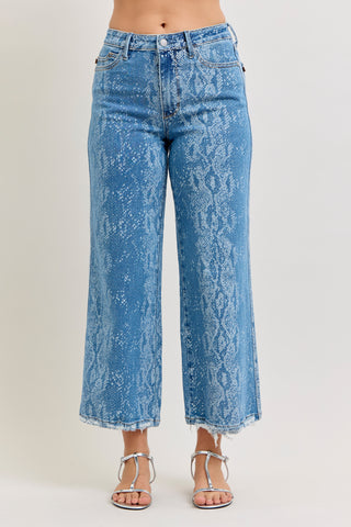 Judy Blue High Waist Ankle Wide Leg Denim Jeans 881107