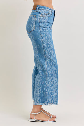 Judy Blue High Waist Ankle Wide Leg Denim Jeans 881107