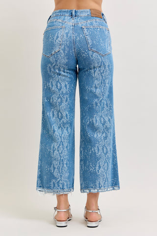 Judy Blue High Waist Ankle Wide Leg Denim Jeans 881107