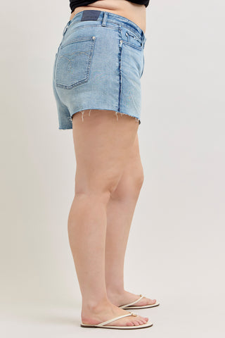 Judy Blue High Waist Rigid Magic Cutoff Short Raw Side Seams 150368