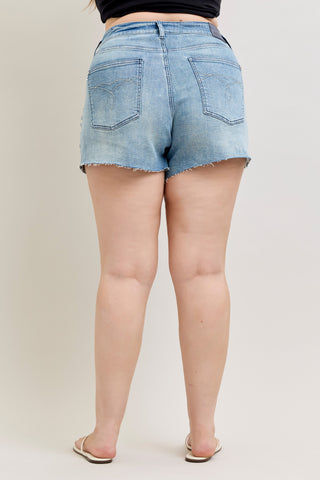Judy Blue High Waist Rigid Magic Cutoff Short Raw Side Seams 150368