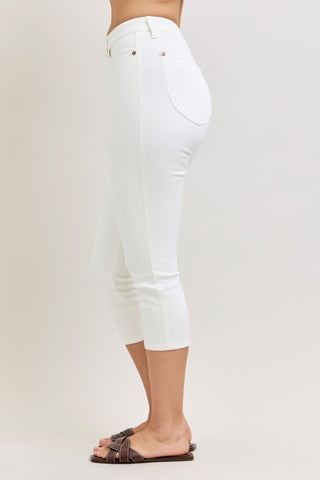 Judy Blue High Waist Tummy Control White Capri Denim Jeans 78121