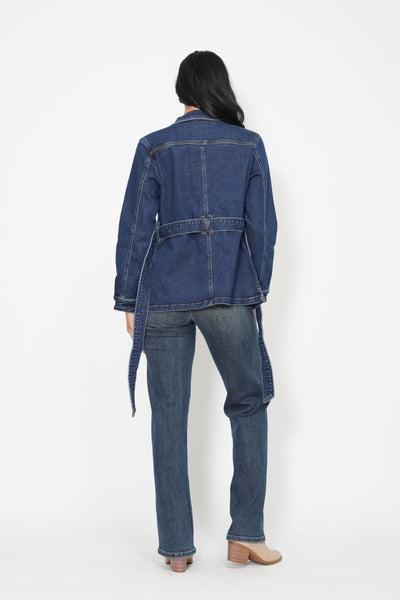 Judy Blue Mid Length Denim Utility Side Slit Jacket 7876-Jeans-Sunshine and Wine Boutique