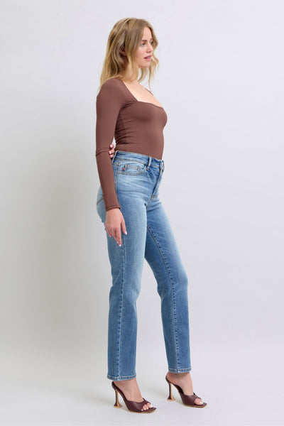 Judy Blue High Rise Vintage Wash Thermal Straight Denim Jeans 82632-Jeans-Sunshine and Wine Boutique