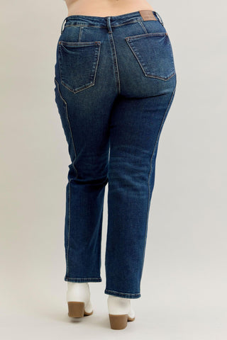 Judy Blue Mid Rise Western Seam Detail Straight Denim Jeans 881039