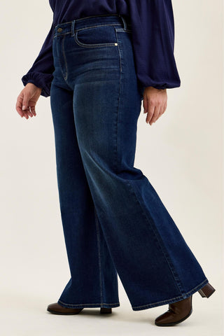 Judy Blue High Waist Lux Dark Twighlight Retro Wide Leg Denim Jeans 82748