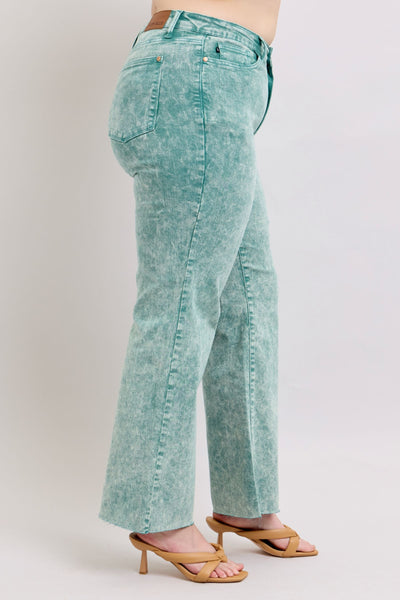 Judy Blue High Waist Garment Dyed Sea Green Dad Denim Jeans 88966-Jeans-Sunshine and Wine Boutique